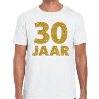 30 jaar goud glitter verjaardag/jubileum kado shirt wit heren - thumbnail