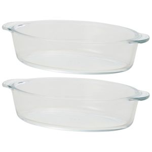 2x Ovalen glazen mini ovenschaal 400 ml 20 x 11 x 5 cm