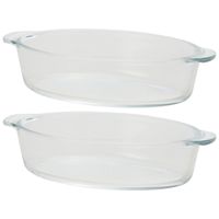 2x Ovalen glazen mini ovenschaal 400 ml 20 x 11 x 5 cm