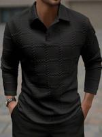 Bon&Bon Homme Men's Jacquard Knitted Long Sleeve Polo Shirt - Black Black / M