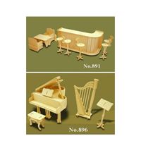 Set houten poppenhuis meubels bar en instrumenten   -