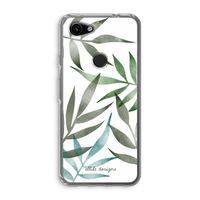 Tropical watercolor leaves: Google Pixel 3a Transparant Hoesje