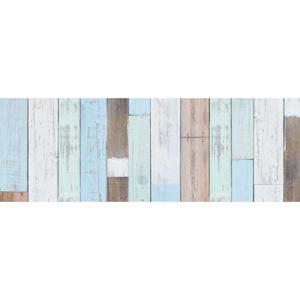 Plakfolie houten planken - 3x - blauw/bruin - 45cm x 2m - zelfklevend - Decoratiefolie - Meubelfo