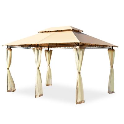 Buiten Paviljoen met Verwijderbare Gaas Zijwand & Daken 3,9 x 2,9 x 2,7 m Bruin