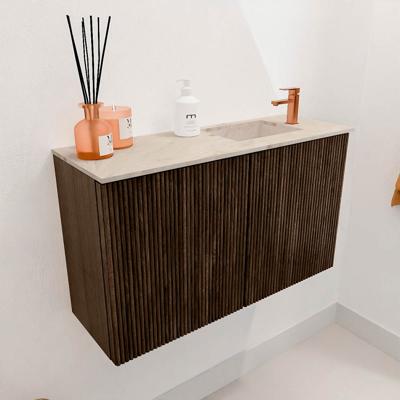 Toiletmeubel Mondiaz Joya Dlux | 70 cm | Meubelkleur Walnut | Faye wastafel Frappe Wasbak Rechts | 1 kraangat