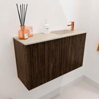 Toiletmeubel Mondiaz Joya Dlux | 70 cm | Meubelkleur Walnut | Faye wastafel Frappe Wasbak Rechts | 1 kraangat