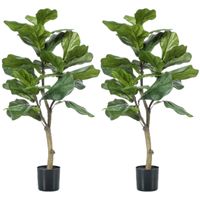 Set van 2x stuks groene kunstplanten ficus Lyrata 90 cm - thumbnail