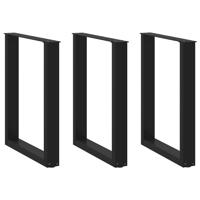 Eettafelpoten 3 st U-vormig 70x(72-73) cm staal zwart