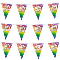 3x Stuks Boland PE vlaggenlijn - 6m - Happy birthday - Regenboog - Vlaggenlijnen - thumbnail