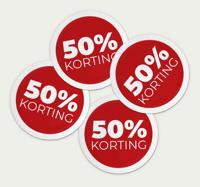 Ronde korting stickers in rood