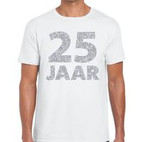 25 jaar zilver glitter verjaardag/jubilieum kado shirt wit heren 2XL  - - thumbnail