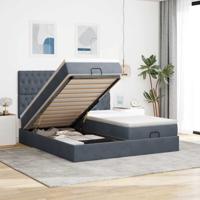 Ottoman bed met matrassen 160x200cm fluweel donkergrijs