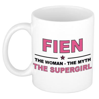 Fien cadeau mok - Woman Myth Supergirl - naam koffiemok - 300 ml - collega - moederdag