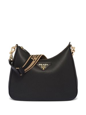 Prada sac porté épaule à plaque logo - Noir