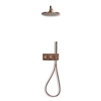 Regendouche set Blue Label Brondby | Inbouw | hermostaatkraan | 2-weg | Rond | Geborsteld brons