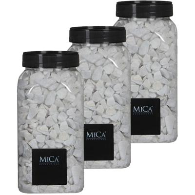 Mica Decorations decoratie steentjes - 3x - wit - 1 kilo - 650ml - hobby steentjes