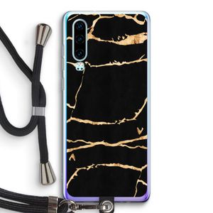 Gouden marmer: Huawei P30 Transparant Hoesje met koord