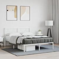 Bedframe met hoofdbord metaal wit 140x190 cm - thumbnail