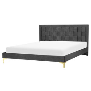 Beliani LIMOUX - Tweepersoonsbed-Zwart-Fluweel