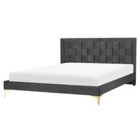 Beliani LIMOUX - Tweepersoonsbed-Zwart-Fluweel