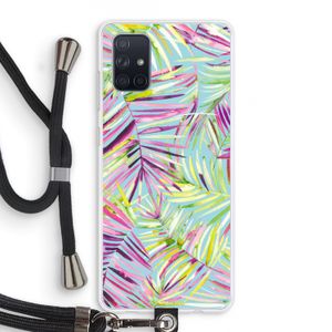 Tropical Palms Blue: Samsung Galaxy A71 Transparant Hoesje met koord
