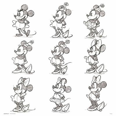 Kunstdruk Disney Minnie Sketch 30x30cm