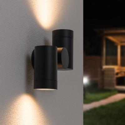Silva - LED Wandlamp - IP65 Waterdicht - 8 watt 690 lumen - GU10 Fitting - 2700K Warm Wit - Dimbaar - Kantelbaar - Voor binnen en buiten - Up & Down Light - Zwart