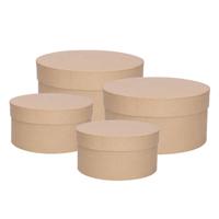 Ronde bruine hobby knutsel dozen van karton - 25x13 cm en 15x8 cm - 4x stuks - cadeau boxen Ronde bruine hobby knutsel dozen van karton - 25x13 cm en 15x8 cm - 4x stuks - cadeau boxen