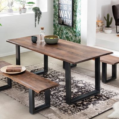 Artistiq Boomstam Eettafel 'Tinata' Acaciahout, 140 x 80cm, kleur Walnoot