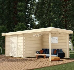 Woodpro Delft Tuinhuis 600x250 cm 28 mm vuren blank- Plat dak- Onbehandeld vurenhout- Woodpro