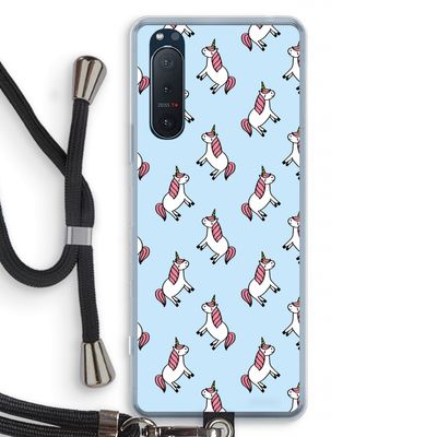 Eenhoorns overal: Sony Xperia 5 II Transparant Hoesje met koord