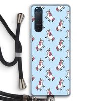 Eenhoorns overal: Sony Xperia 5 II Transparant Hoesje met koord