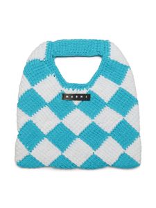 Marni Kids sac à main en crochet à carreaux - Bleu