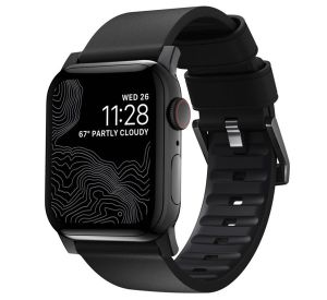 Nomad modern active leather strap Apple Watch 42mm / 44mm / 45mm / 49mm zwart / zwart