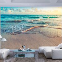 Zelfklevend fotobehang -   Rustige Vloedlijn op strand , Premium Print - thumbnail
