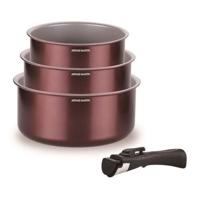 Set van 3 steelpannen - ARTHUR MARTIN - AM1088 - Alle warmtebronnen inclusief inductie - 16/18/20 cm + 1 afneembare handgreep - Aluminium