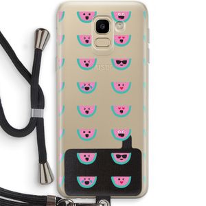 Smiley watermeloenprint: Samsung Galaxy J6 (2018) Transparant Hoesje met koord