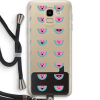 Smiley watermeloenprint: Samsung Galaxy J6 (2018) Transparant Hoesje met koord