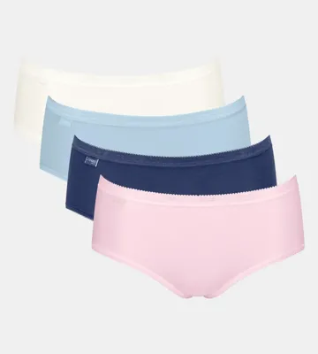 4-pack dames Basic Midi slips - Color - Katoenen heup slip - onderbroeken