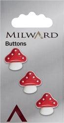 Milward Paddenstoelen Knoop Rood/Wit 15mm (3 stuks)