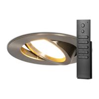 18x LED inbouwspots Rome - RVS - 6 Watt 500 lumen - Kantelbaar - Dimbaar - 2700K warm wit - IP44 Waterdicht - Inclusief afstandsbediening - Geringe inbouwdiepte