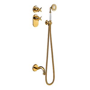 Badkraan Tres Clasic | Inbouw | Thermostaatkraan | Incl.Inbouwdeel | 2-weg | Vintage | 24k Goud glans