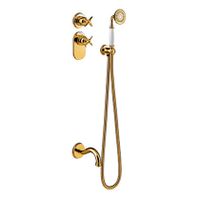 Badkraan Tres Clasic | Inbouw | Thermostaatkraan | Incl.Inbouwdeel | 2-weg | Vintage | 24k Goud glans