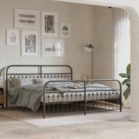 Bedframe met hoofd- en voeteneinde metaal zwart 183x203 cm