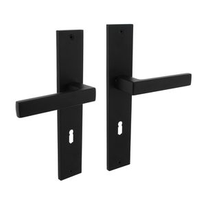 Intersteel Zwarte deurklink Hera op schild met sleutelgat 72mm zwart