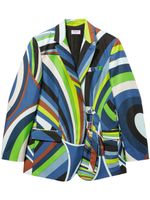 PUCCI blazer croisé en soie à imprimé Iride - Bleu