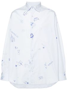 VETEMENTS chemise en coton à imprimé Scribble - Bleu