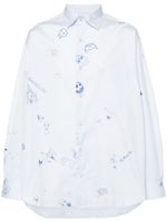 VETEMENTS chemise en coton à imprimé Scribble - Bleu - thumbnail