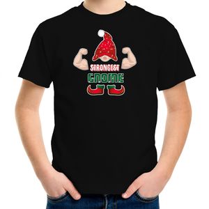 Kerst t-shirt voor jongens - Sterkste Gnoom - zwart - Kerst kabouter