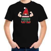 Kerst t-shirt voor jongens - Sterkste Gnoom - zwart - Kerst kabouter - thumbnail